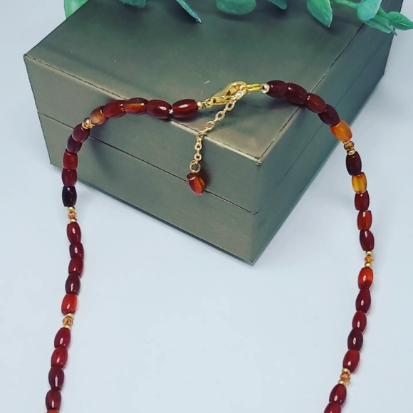 Red Agate Zirconia charm necklace - Picture 3 of 6